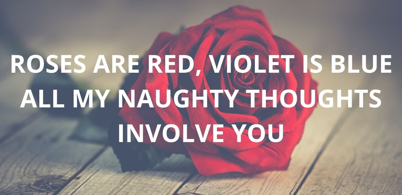 Roses are red, violet is blue all my naughty thoughts involve you
