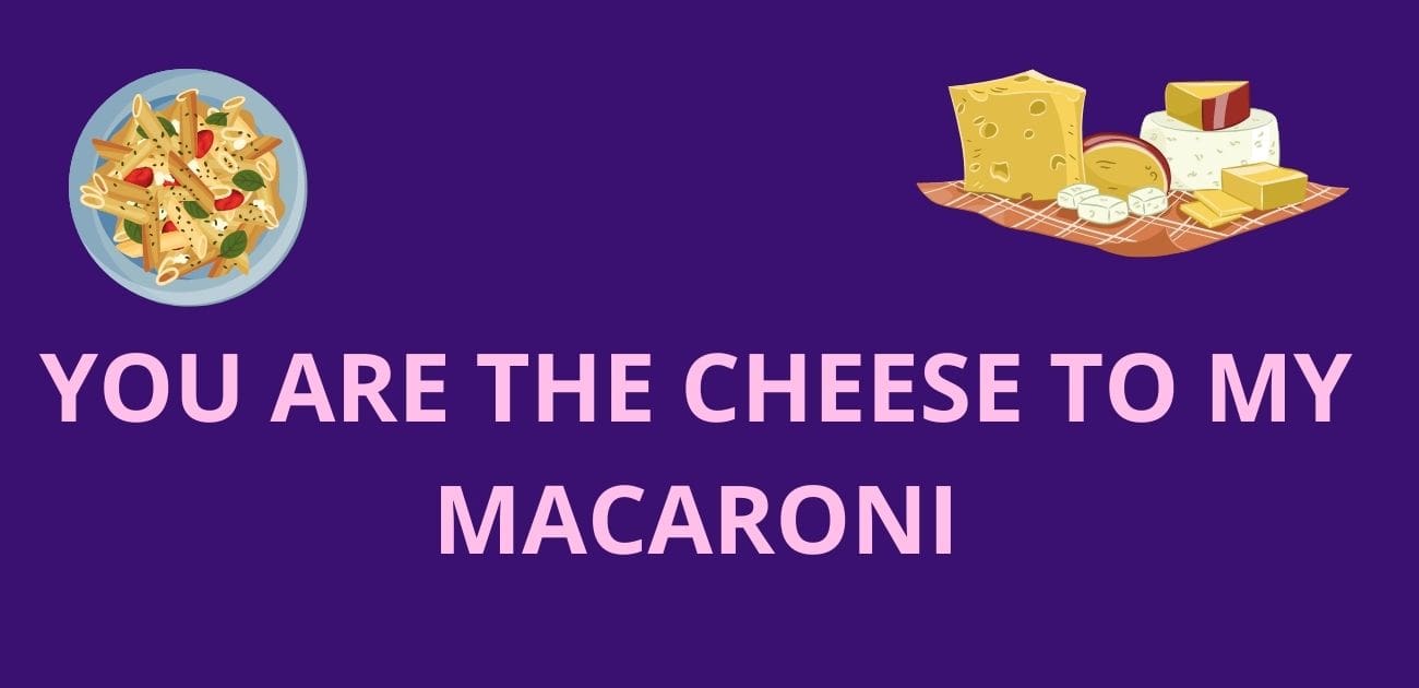 You are the cheese to my macaroni