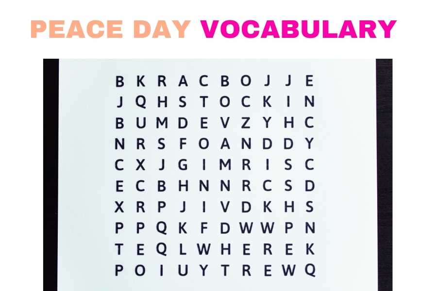 Peace Day Vocabulary Word Search